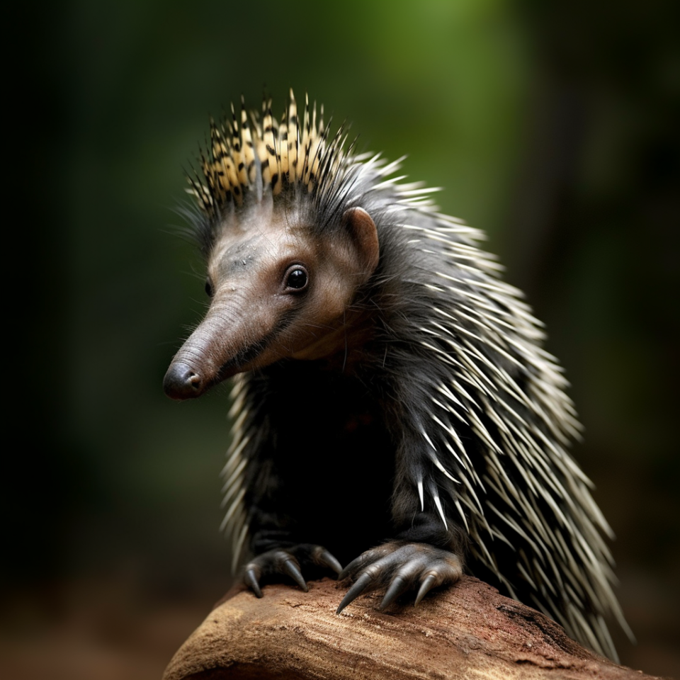 A tiny porcupine with an anteater's snout