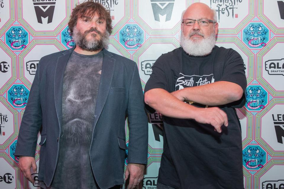 Musicians/actors Jack Black (L) and Kyle Gass of Tenacious D attend the Texas premiere of 'Tenacious D in Post Apocalypto' during Fantastic Fest at the Alamo Drafthouse on September 25, 2018 in Austin, Texas.