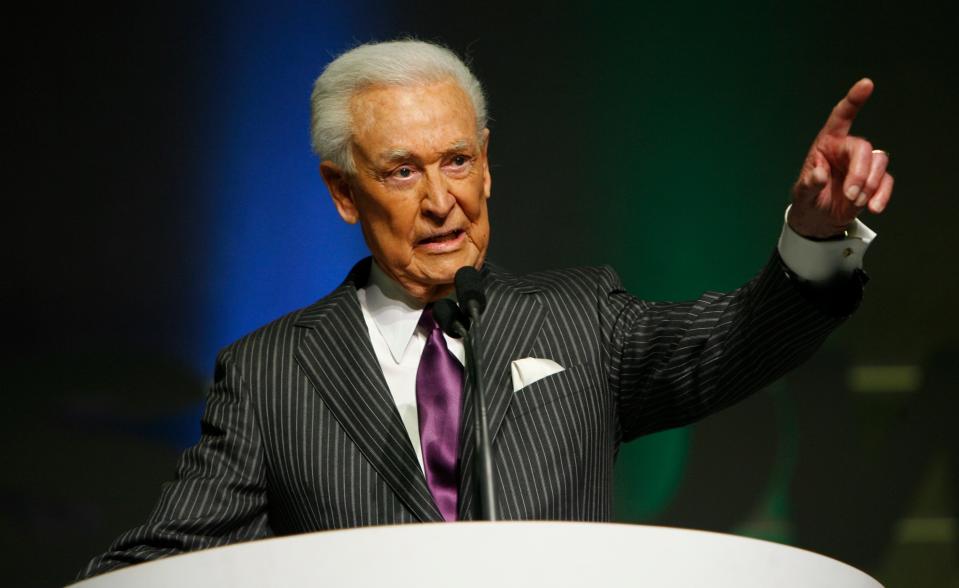 Bob Barker is inducted into National Association of Broadcasters hall of fame at the Las Vegas Hilton on Monday, April 14, 2008 in Las Vegas.