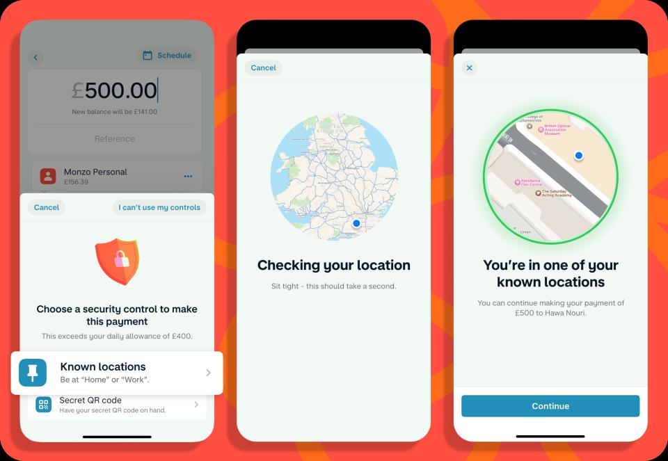 Monzo’s new ‘known locations’ app feature to combat fraud (Monzo/PA)