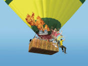 離地15米起火，機師及一名遊客跳落地面，地面人員鬆開降落繩索，令熱氣球急升。