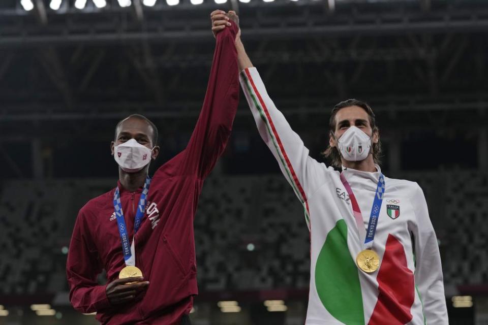 Golden boys Mutaz Essa Barshim and Gianmarco Tamberi