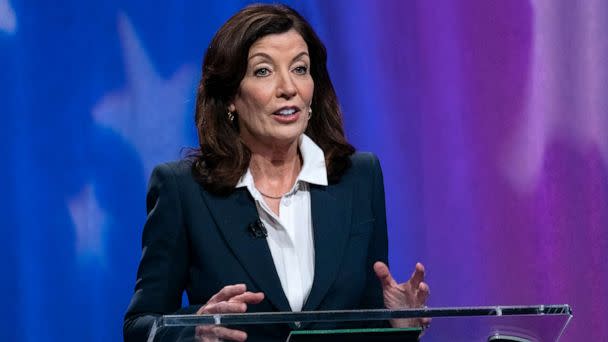 PHOTO: Gov. Kathy Hochul debates in the race for governor in New York, June 16, 2022. (Pool via Getty Images, FILE)