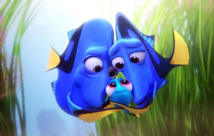 FINDING DORY – Pictured (L-R): Charlie, Dory, Jenny. ©2016 Disney•Pixar. All Rights Reserved.