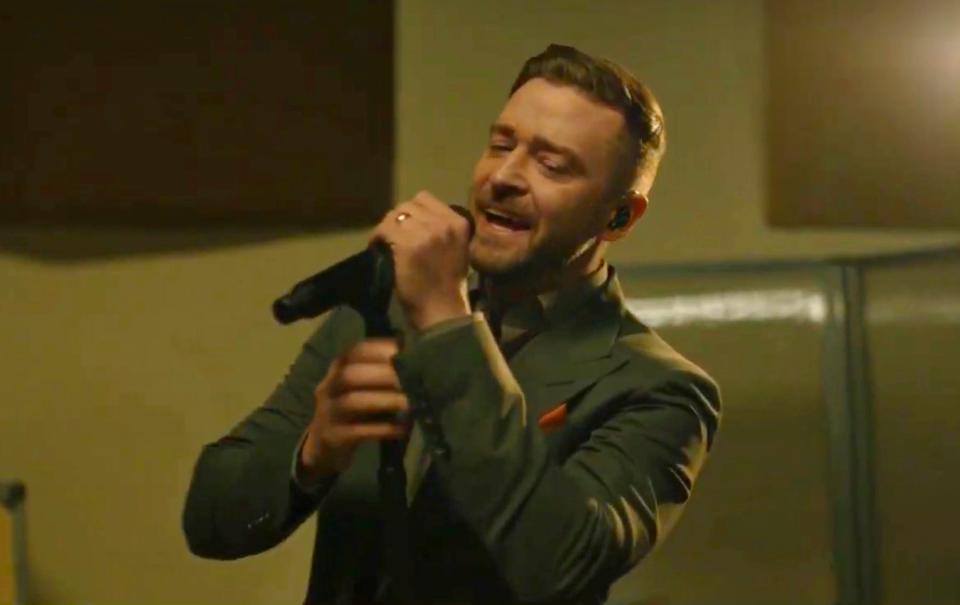 In this image from video, Justin Timberlake performs during the Celebrating America event on Wednesday, Jan. 20, 2021, following the inauguration of Joe Biden as the 46th president of the United States. (Biden Inaugural Committee via AP) ORG XMIT: CAPM313