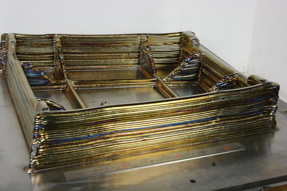 This sandwich structure aerofoil demonstrator is made of titanium and a product of 3D-printing. This image was released Sept. 3, 2013