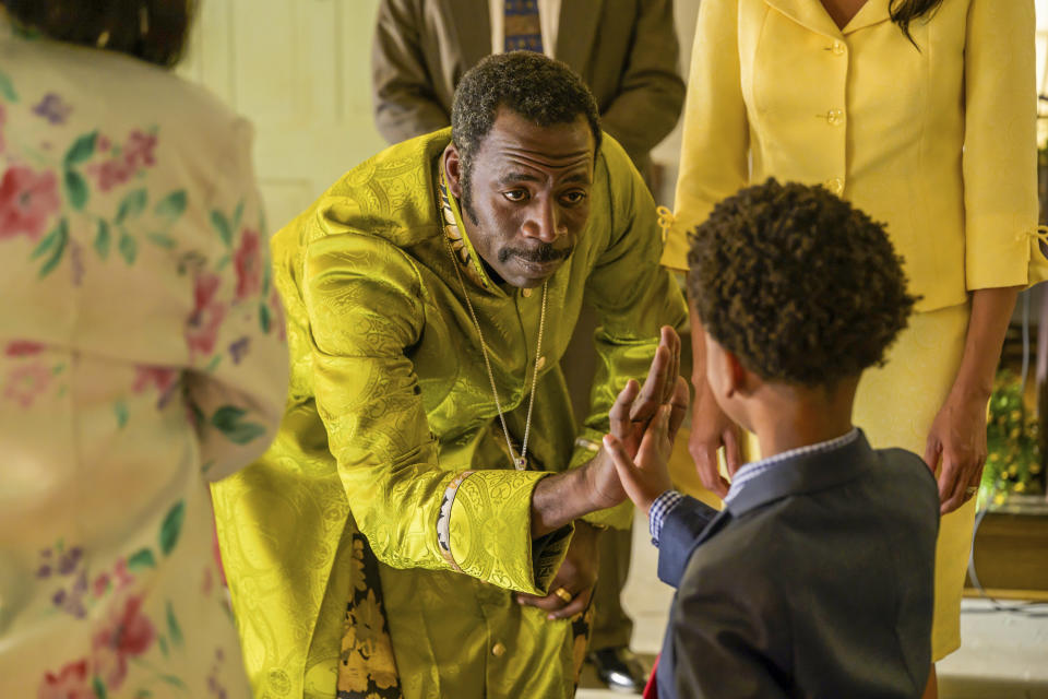 This image released by Angel Studios shows Demetrius Grosse in a scene from "Possum Trot." (Angel Studios via AP)