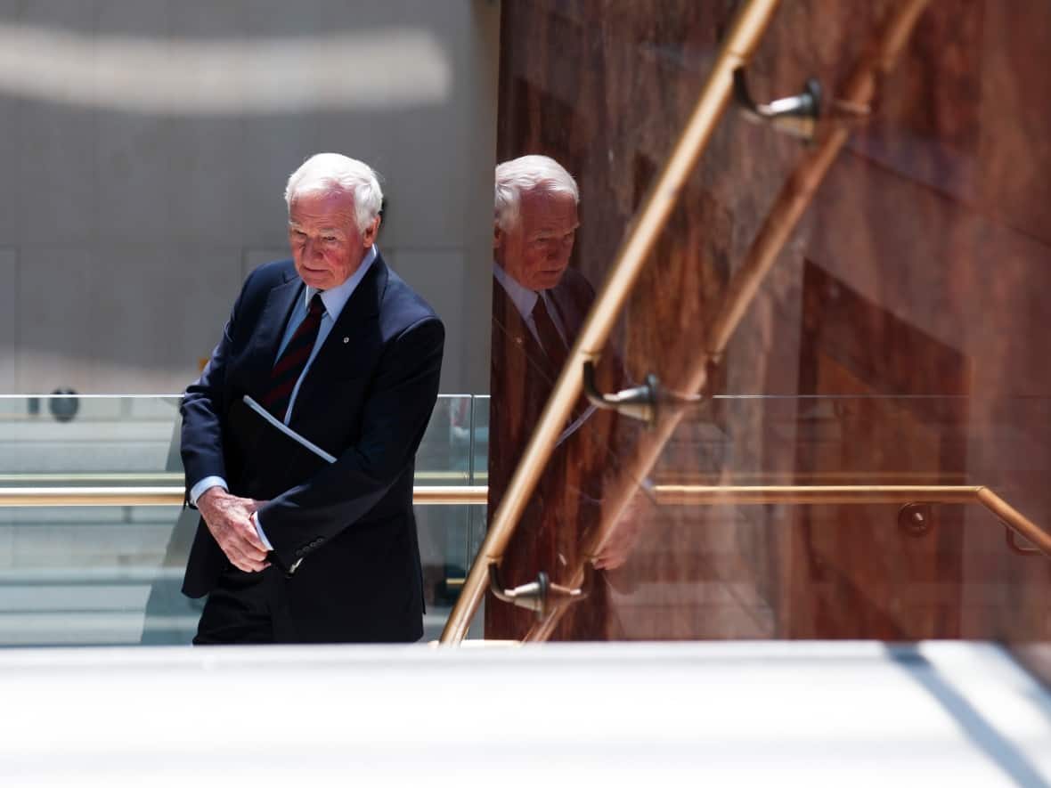 David Johnston, independent special rapporteur on foreign interference, arrives to present his first report in Ottawa on Tuesday, May 23, 2023.  (Sean Kilpatrick/The Canadian Press - image credit)