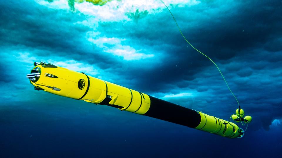 The robotic submersible IceFin, photographed near McMurdo Station, Antarctica.