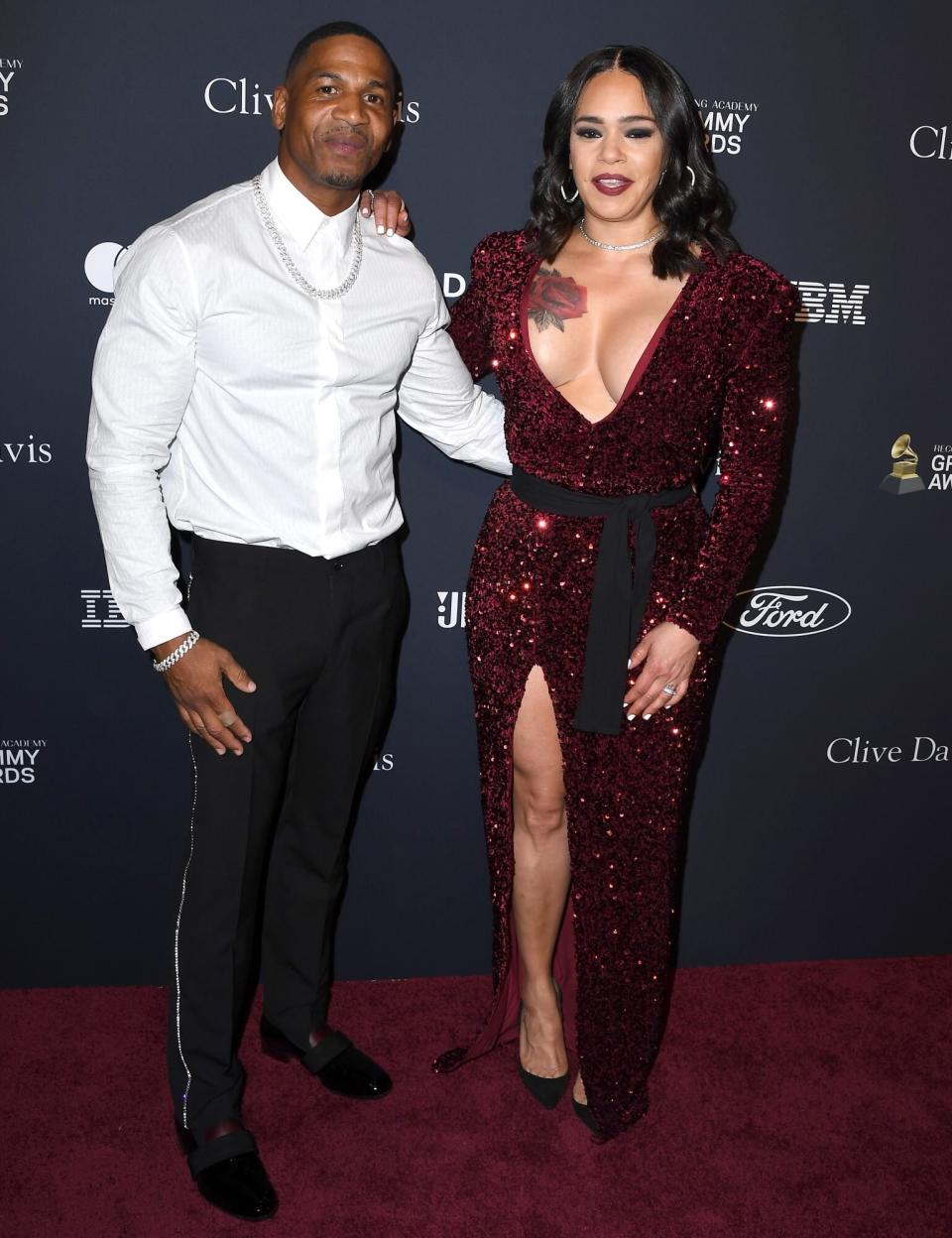 BEVERLY HILLS, CALIFORNIA - JANUARY 25: Stevie J and Faith Evans arrives at the Pre-GRAMMY Gala and GRAMMY Salute to Industry Icons Honoring Sean "Diddy" Combs at The Beverly Hilton Hotel on January 25, 2020 in Beverly Hills, California. (Photo by Steve Granitz/WireImage)