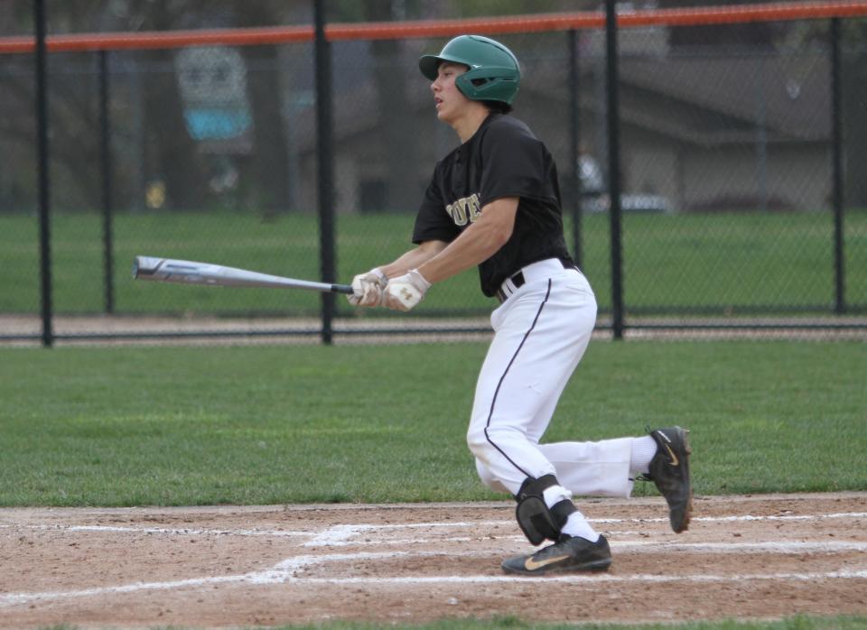 Howell freshman Daniel Hampton went 4-for-5 during a 12-2 victory over Brighton on Monday, May 8, 2023.
