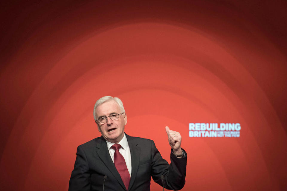 Mr McDonnell addressing members at the recent Labour Party Conference (Picture: PA)