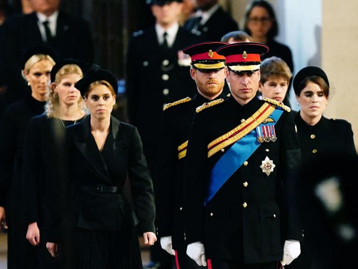 Queen Elizabeth's grandchildren walk out for a special vigil on September 17, 2022.