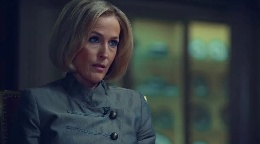 Gillian Anderson as Emily Maitlis in Scoop.