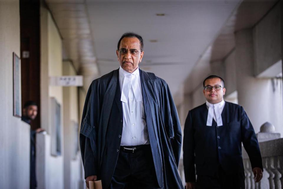 Datuk V. Sithambaram arrives at the Kuala Lumpur Court Complex January 7, 2020. — Picture by Hari Anggara