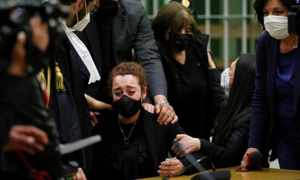 Rosa Maria Esilio, the widow of Mario Cerciello Rega, a police officer, reacts after Finnegan Lee Elder and Gabriel Christian Natale-Hjorth were found guilty of the murder of her husband, in Rome.