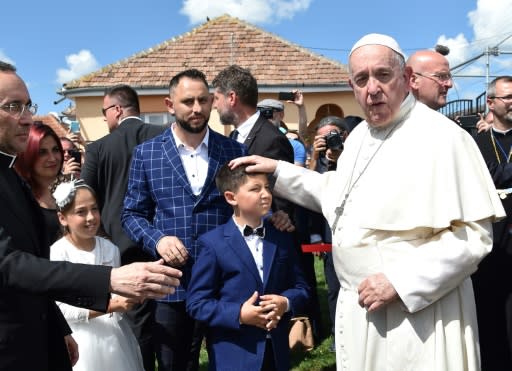 Pope Francis met with members of the Roma community