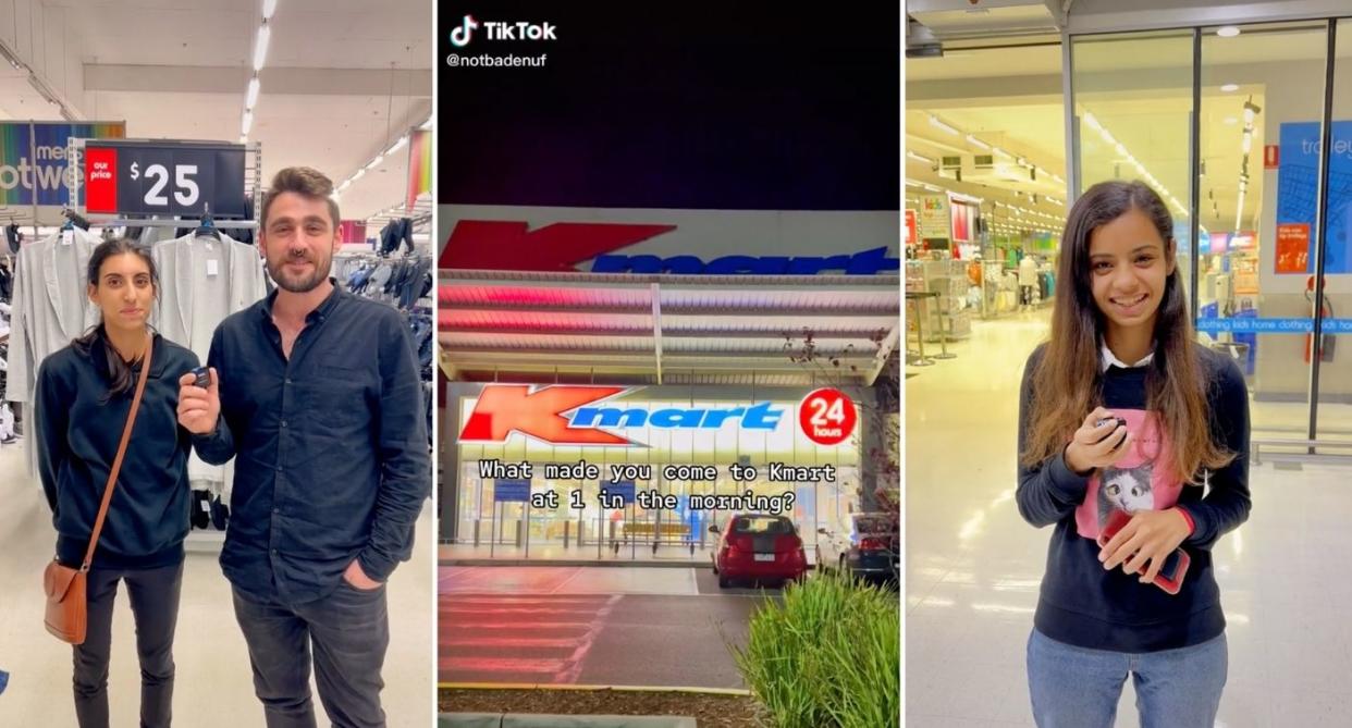 Kmart shoppers in stills from TikTok