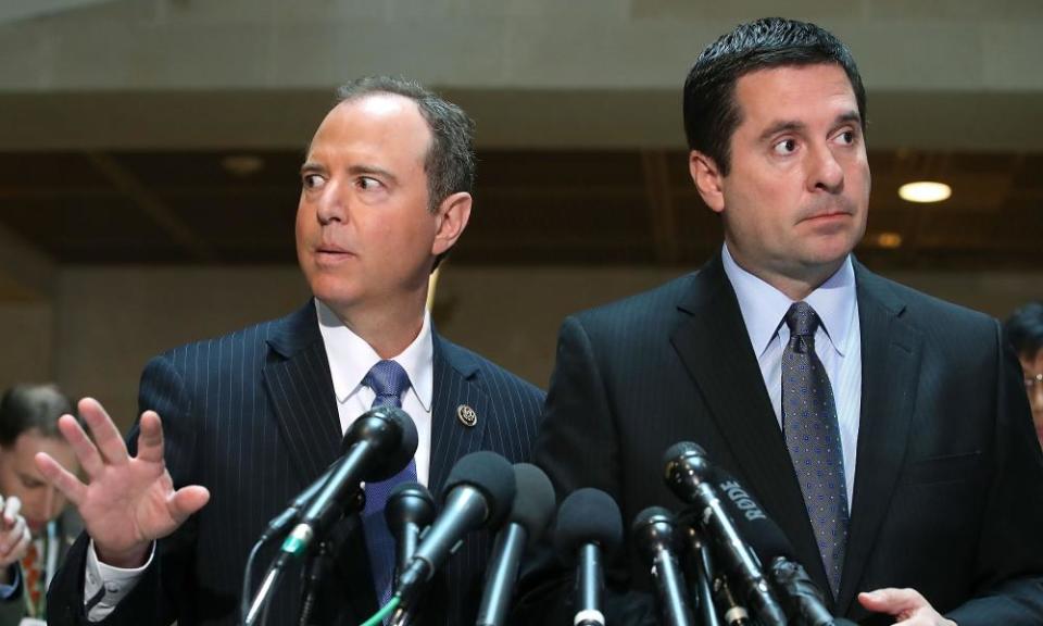 The House intelligence committee chairman, Devin Nunes, right, with the Democratic ranking member Adam Schiff have not been seeing eye to eye.