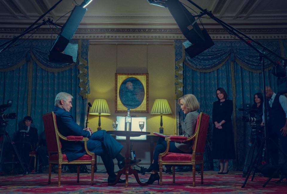 The film also accurately recreates the Buckingham Palace room where the interview took place (PETER MOUNTAIN/NETFLIX)