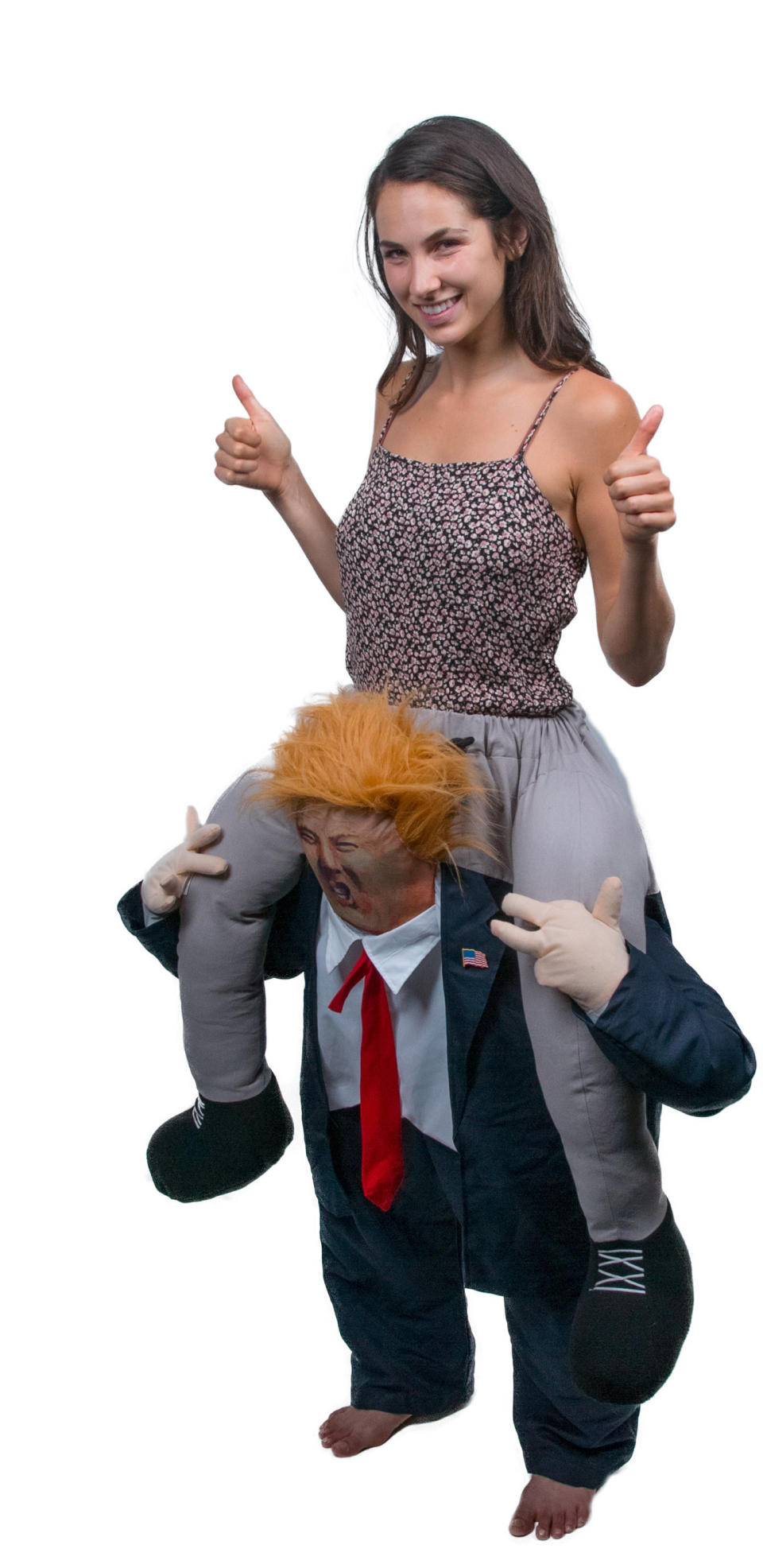 Piggyback costumes are big this year, but the<a href="https://rideontrump.com/" target="_blank"> Trump version</a> is the only one that makes Halloween great again.