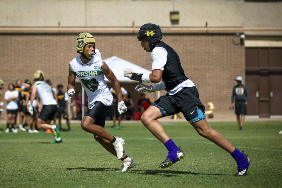 Players from Basha and Mesa high schools play in the Gotta Believe Tournament held at Mesa High School on May 28, 2022.