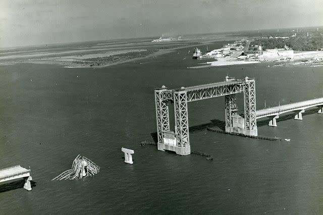 <p>Jack West-USA TODAY NETWORK</p> Photo of the aftermath of the 1972 Sidney Lanier Bridge collapse