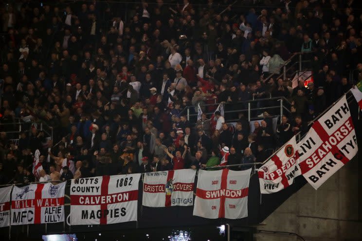 England fans in the stands during the International Friendly match at Signal Iduna Park, Dortmund.
