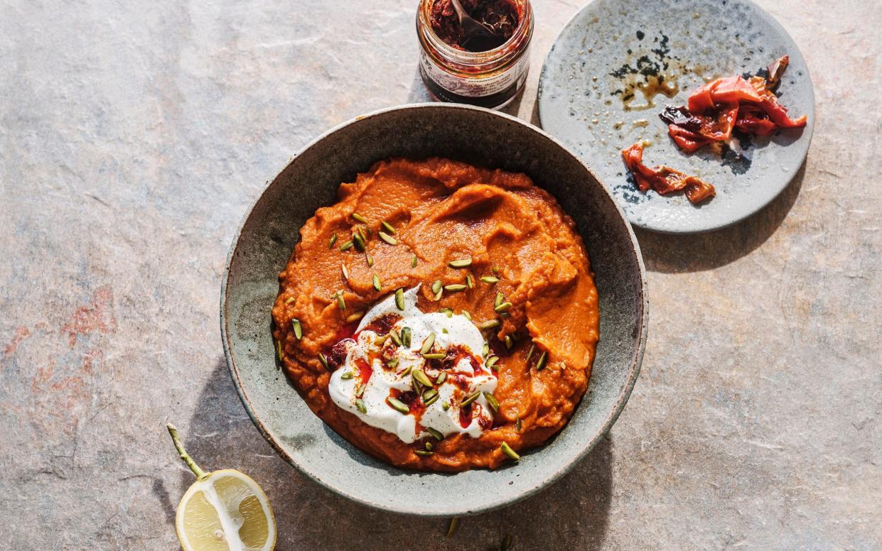Serve with a spoonful of yogurt and a drop of harissa on top - Haarala Hamilton