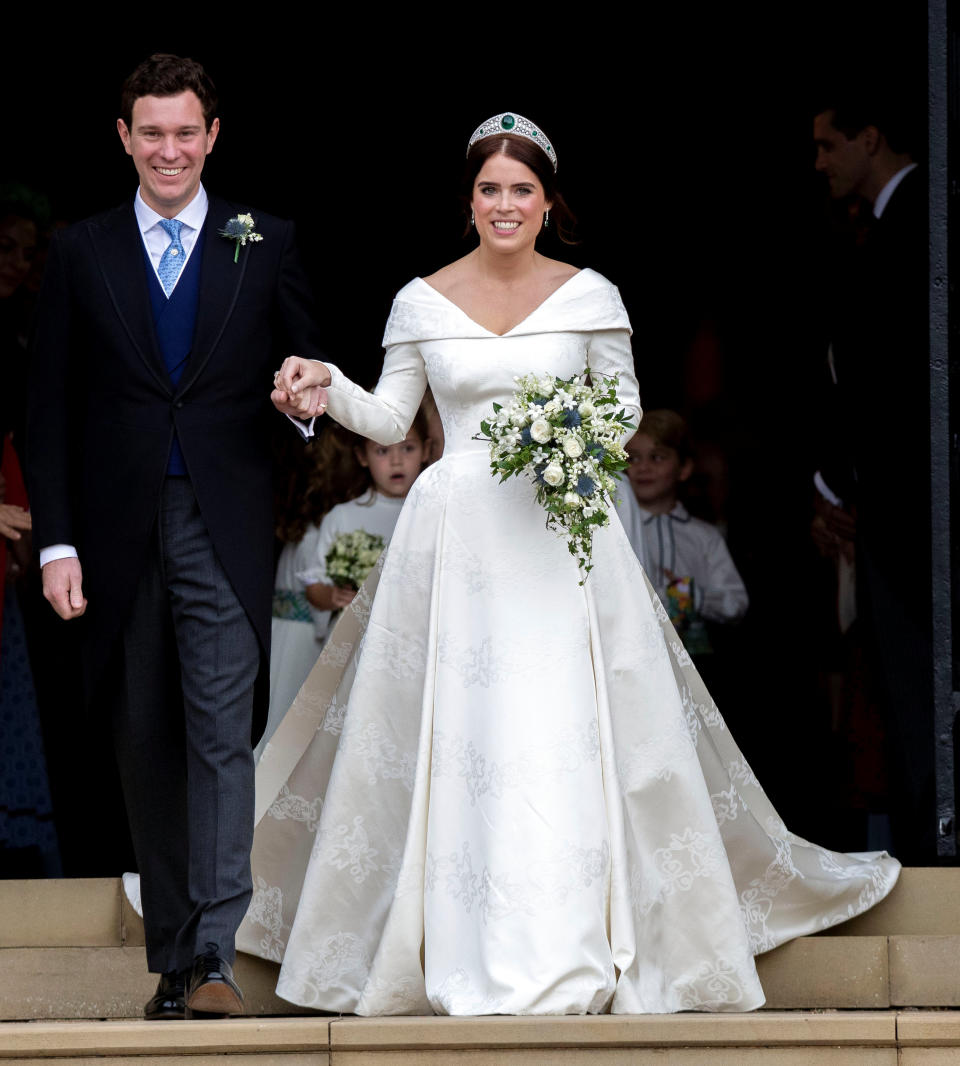 <em>Married – Princess Eugenie and Jack Brooksbank tied the knot at St George’s Chapel in Windsor Castle (Picture: Reuters)</em>