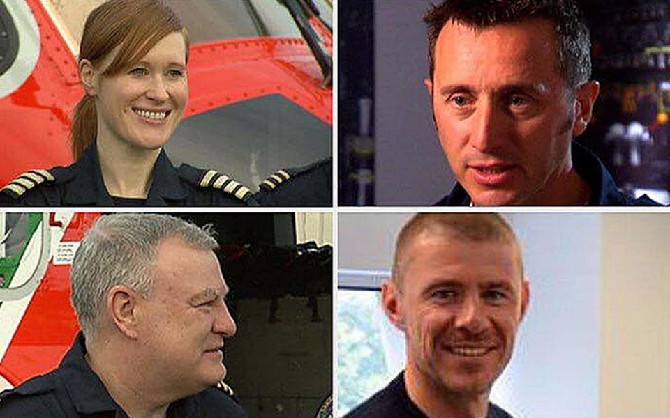 (From top left, clockwise) Captain Dara Fitzpatrick, Captain Mark Duffy, winchman Ciaran Smith and winchman Paul Orsmby - Credit: Irish Coast Guard/PA