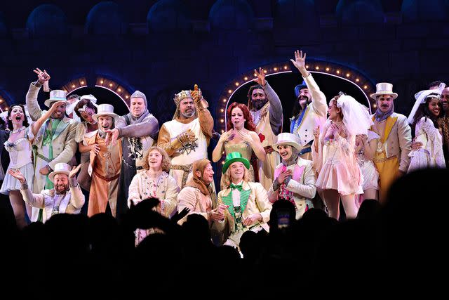 <p>Cindy Ord/Getty Images</p> Cast of Broadway's 'Spamalot' revival on Nov. 16, 2023