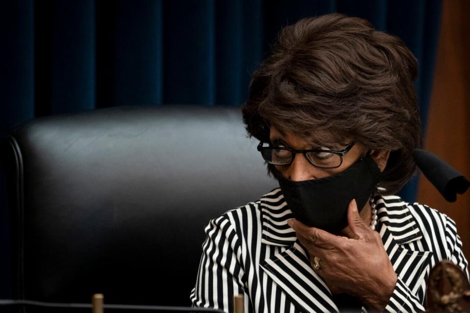 Committee chairwoman Rep. Maxine Waters (D-CA) arrives for a House Financial Services Committee hearing regarding the Consumer Financial Protection Bureau in the Rayburn House Office Building on Capitol Hill July 30, 2020 in Washington, DC. (Photo by Drew Angerer/Getty Images)