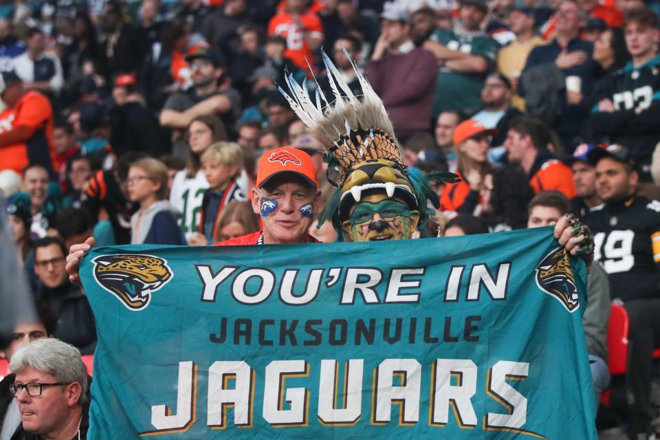 Fans in the stands during the NFL International match at Wembley Stadium, London.