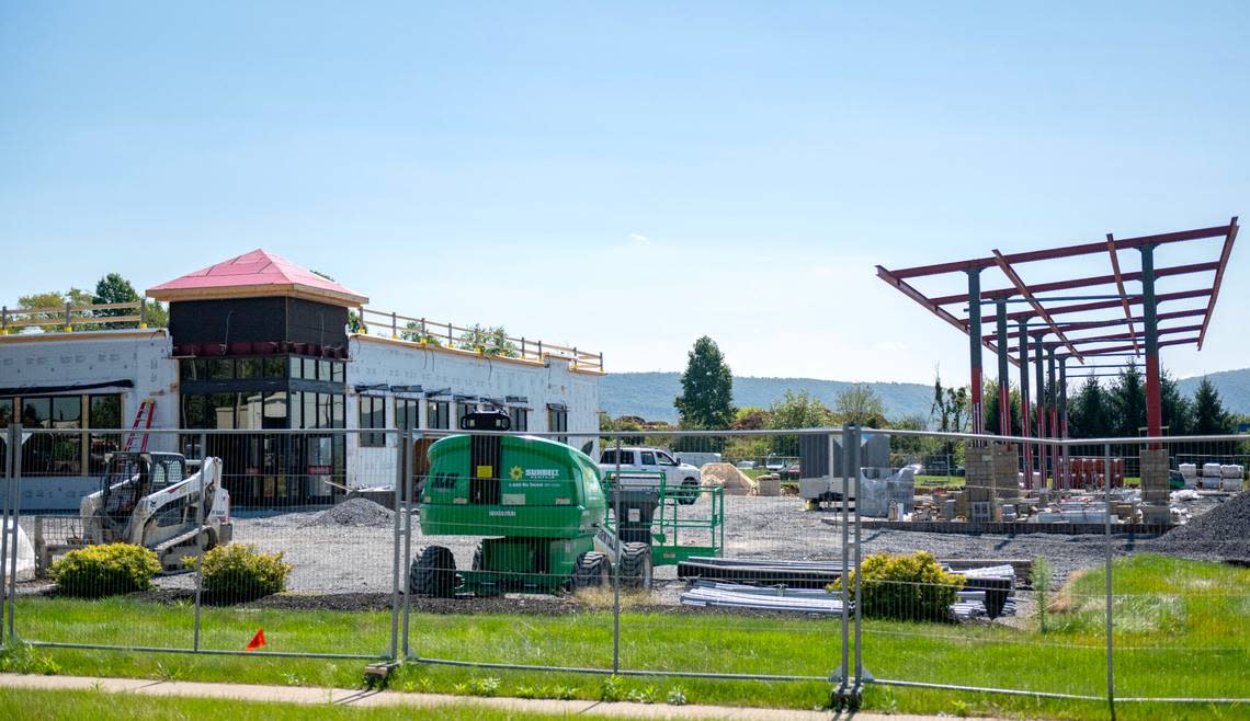 Construction continues on the new Sheetz on Benner Pike on Friday, Sept. 6, 2024.