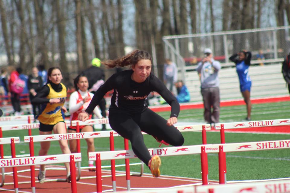 Lucas' Shelby Grover in the 100 meter hurdles.