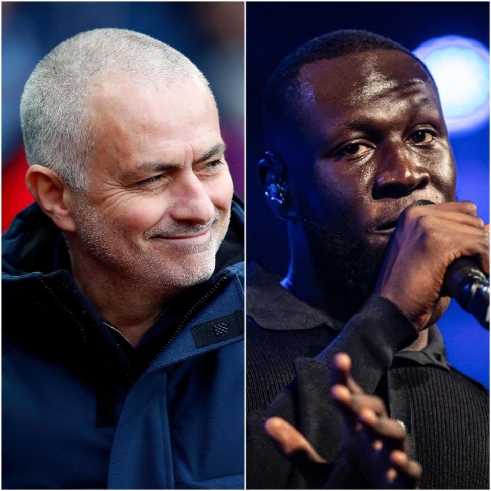 Jose Mourinho, left, made a cameo with Stormzy (Martin Rickett/Simon Becker/PA)