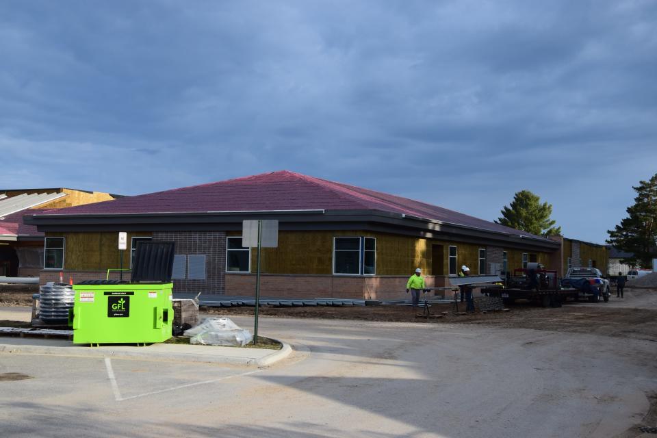 The new Shay Elementary building is photographed April 10, 2024. The building's construction is expected to be completed in time for the start of the 2024-2025 school year.