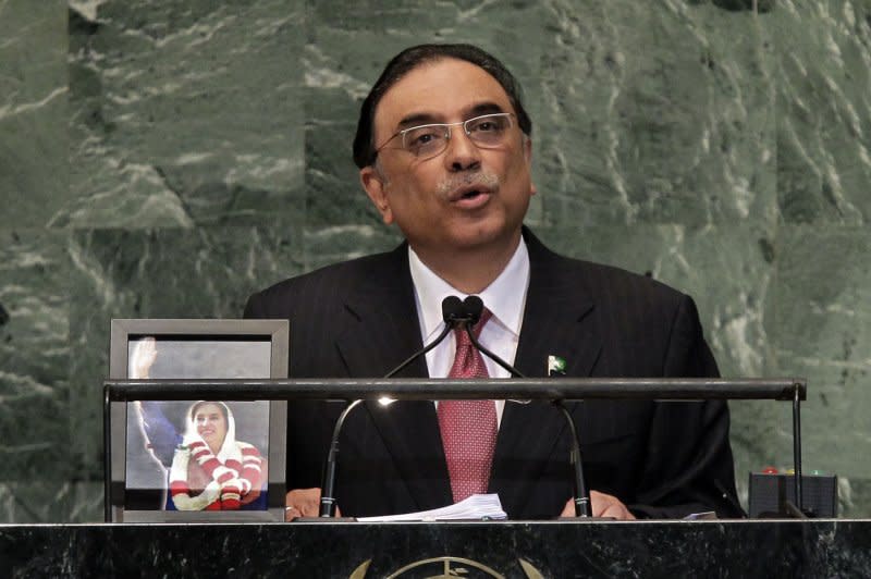 Asif Ali Zardari (pictured in 2007) on Saturday was formally elected as the 14th President of Pakistan, marking the 68-year-old’s second stint in office. File Photo by John Angelillo/UPI