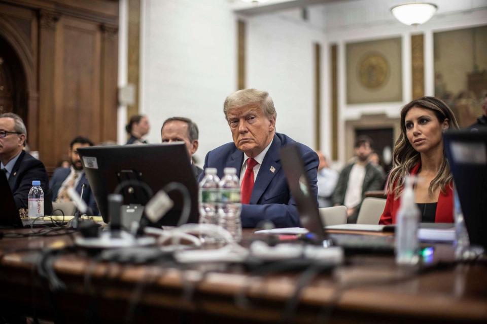 PHOTO: Former President Donald Trump appears in court for a civil fraud case at a Manhattan courthouse, in New York, on Oct. 3, 2023. (Dave Sanders/Pool via AP)