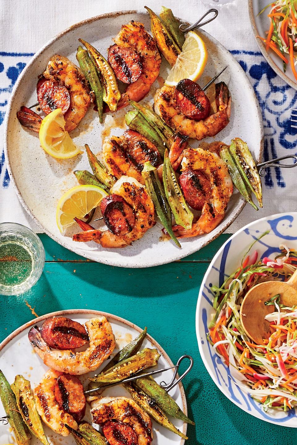 Shrimp-Okra-and-Sausage Kebabs