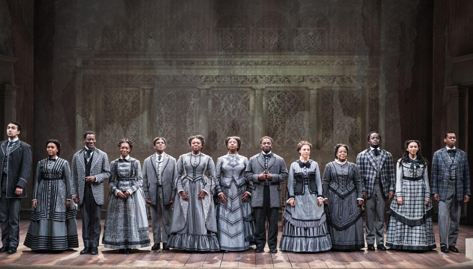 The Jubilee Singers perform spirituals to raise money for Fisk University in 1871.