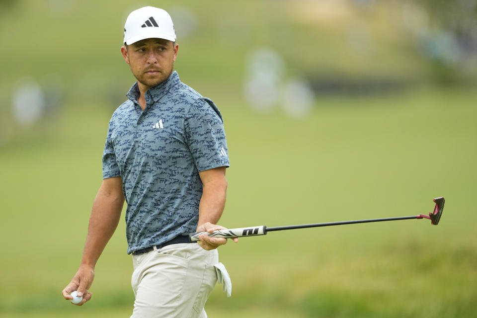 Xander Schauffele reacts after missing a putt on the 17th hole during the first round of the U.S. Open golf tournament at Los Angeles Country Club on Thursday, June 15, 2023, in Los Angeles. (AP Photo/Matt York)