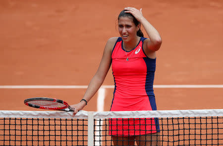 Tennis - French Open - Roland Garros, Paris, France - 29/5/17 Australia's Jaimee Fourlis during her first round match against Denmark's Caroline Wozniacki Reuters / Christian Hartmann