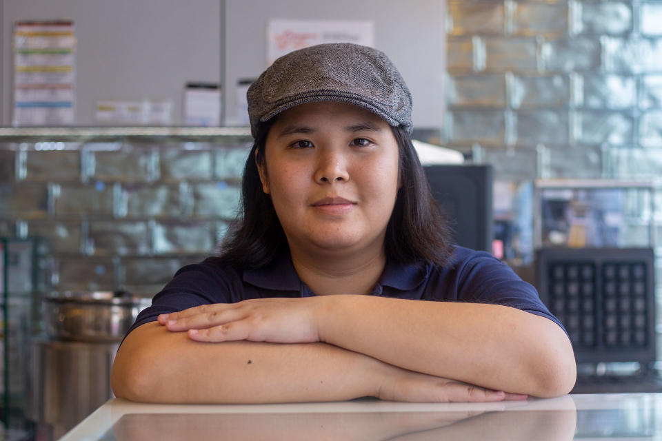 Jamie Goh, who works at the Professor Brawn cafe