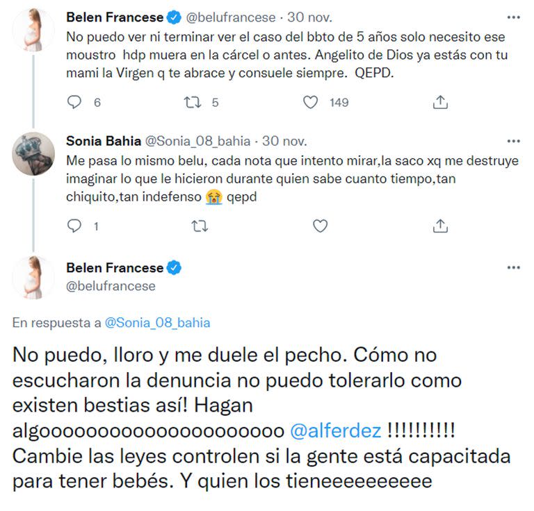 La indignación de Belen Francese por el asesinato de Lucio