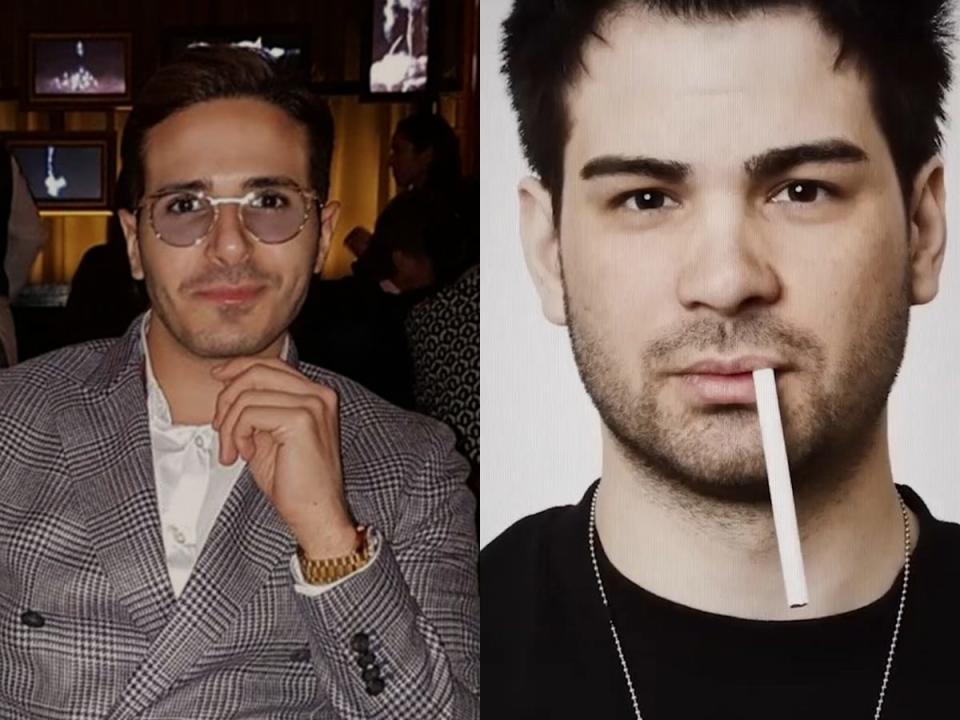 A photo of Simon Leviev in "The Tinder Swindler" and a photo of Hunter Moore in "The Most Hated Man on the Internet."