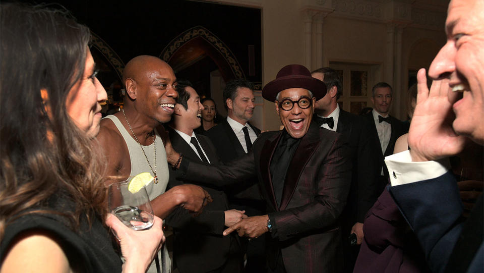 Dave Chappelle, Giancarlo Esposito and Ted Sarandos, Netflix CO-CEO attend the 2024 Netflix Primetime Emmys after party on January 15, 2024 in Los Angeles, California.