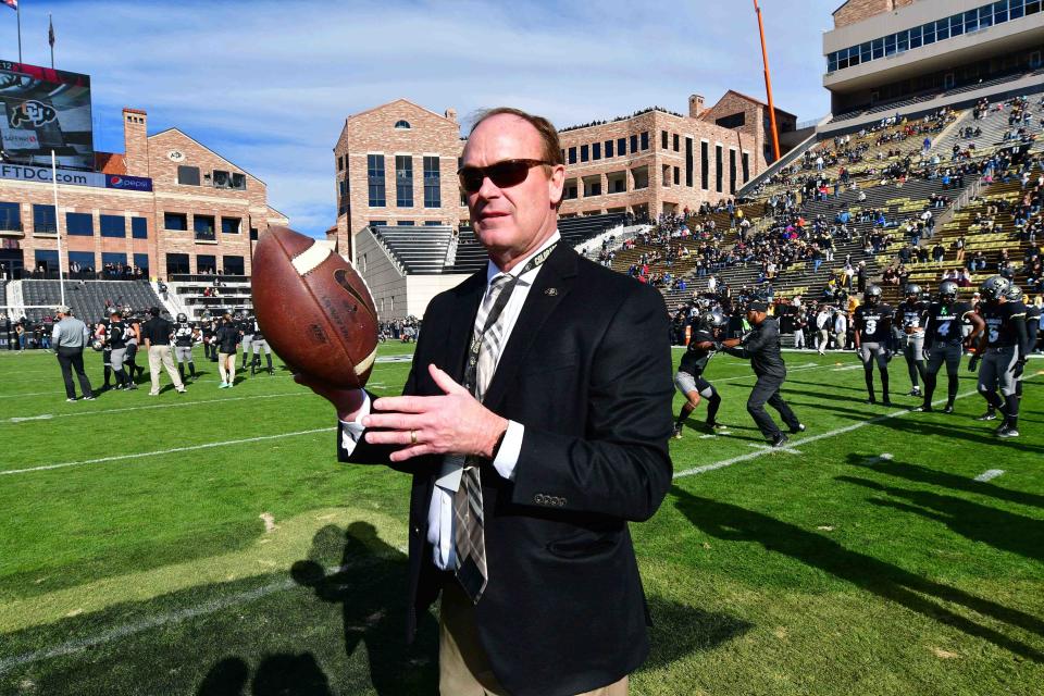 Nov 19, 2016; Boulder, CO, USA; Colorado Buffaloes athletic director Rick George before the game against the Washington State Cougars at Folsom Field. Mandatory Credit: Ron Chenoy-USA TODAY Sports