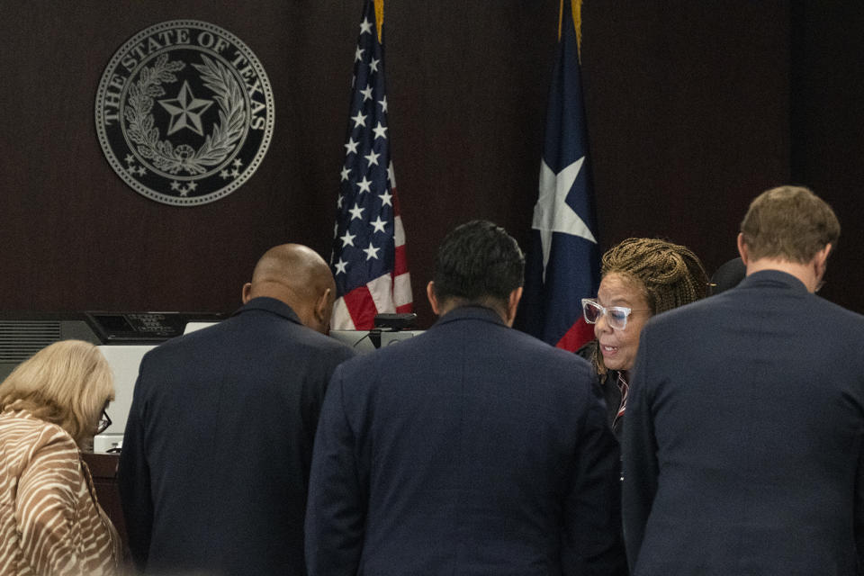 Judge Brenda Kennedy resides over the courtroom during the sentencing portion of Kaitlin Armstrong's murder trial at the Blackwell-Thurman Criminal Justice Center on Friday, Nov. 17, 2023 in Austin, Texas. Prosecutors are seeking a prison sentence of at least 40 years for Armstrong convicted of murder in the shooting death of rising professional cyclist Anna Moriah Wilson. (Mikala Compton/Austin American-Statesman via AP, Pool)